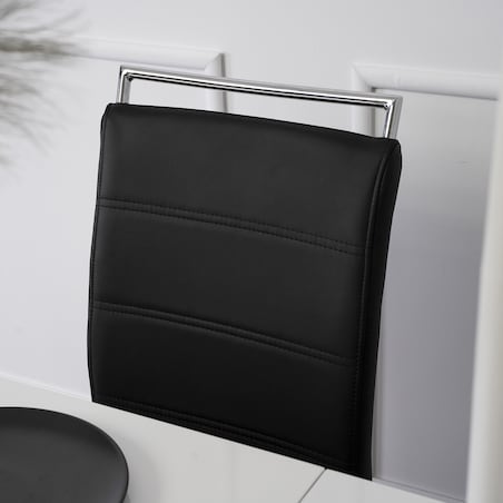 Krzesło Tapicerowane Czarne Na Płozach LOCA Kuchenne Do Jadalni Salonu