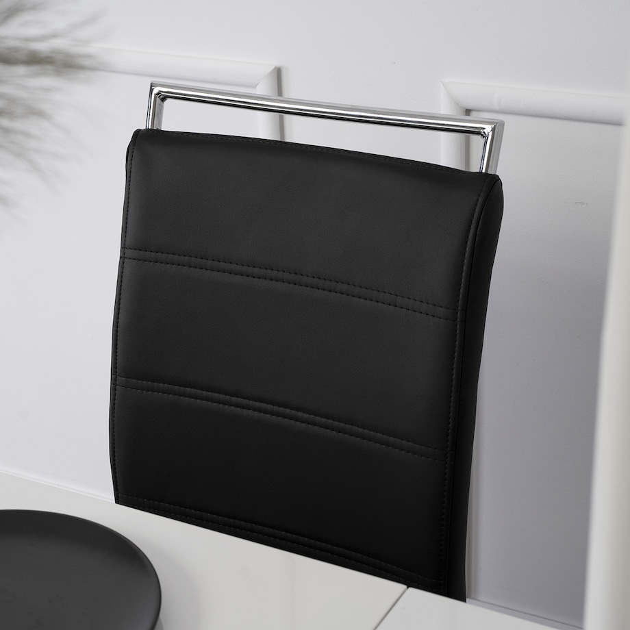 Krzesło Tapicerowane Czarne Na Płozach LOCA Kuchenne Do Jadalni Salonu