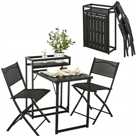 Zestaw składanych mebli ogrodowych z doniczką