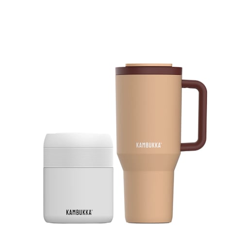 Kambukka kubek termiczny Rio 950ml + lunchbox Bora 600ml Zestaw Frozen Beige