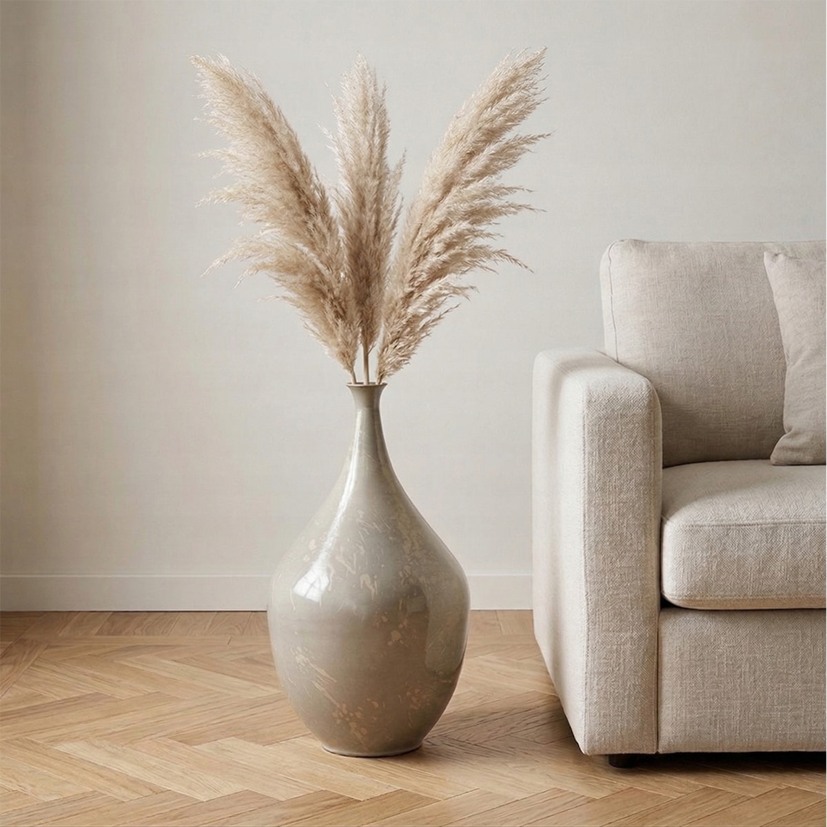 WAZON PODŁOGOWY WYSOKI METALOWY SZARY 56cm NA PODŁOGĘ DO SALONU DOMU LOFT