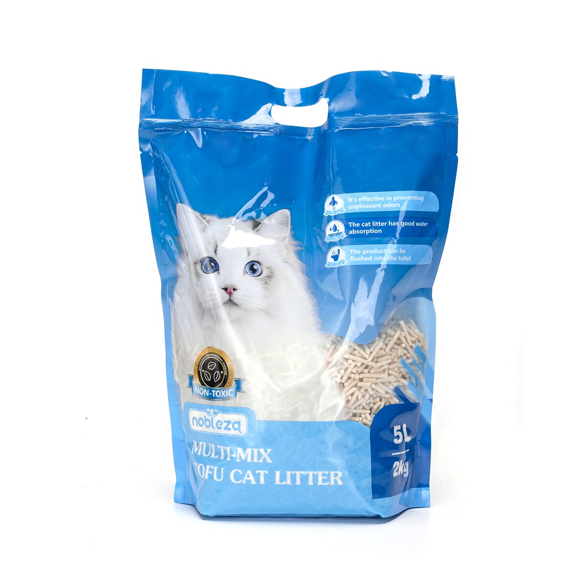 żwirek dla kota bentonitowy z tofu naturalny, chłonny 5l 2kg