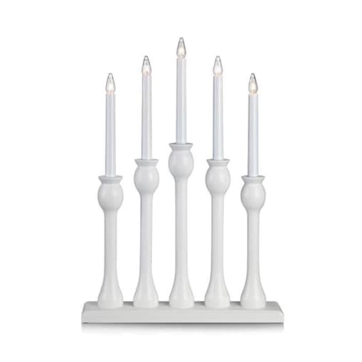 Świecznik stołowy biały Lovasa drewniany do dekoracji stołu
