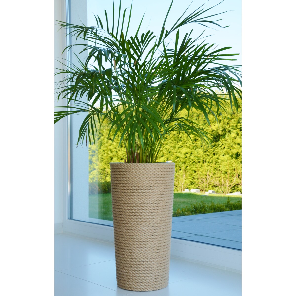 41 BOHO jutowa wysoka osłonka + wkład doniczka koszyk naturalny gruby sznurek LINA z trawy plecionej JUTA styl skandynawski etno loft wzór 41/210