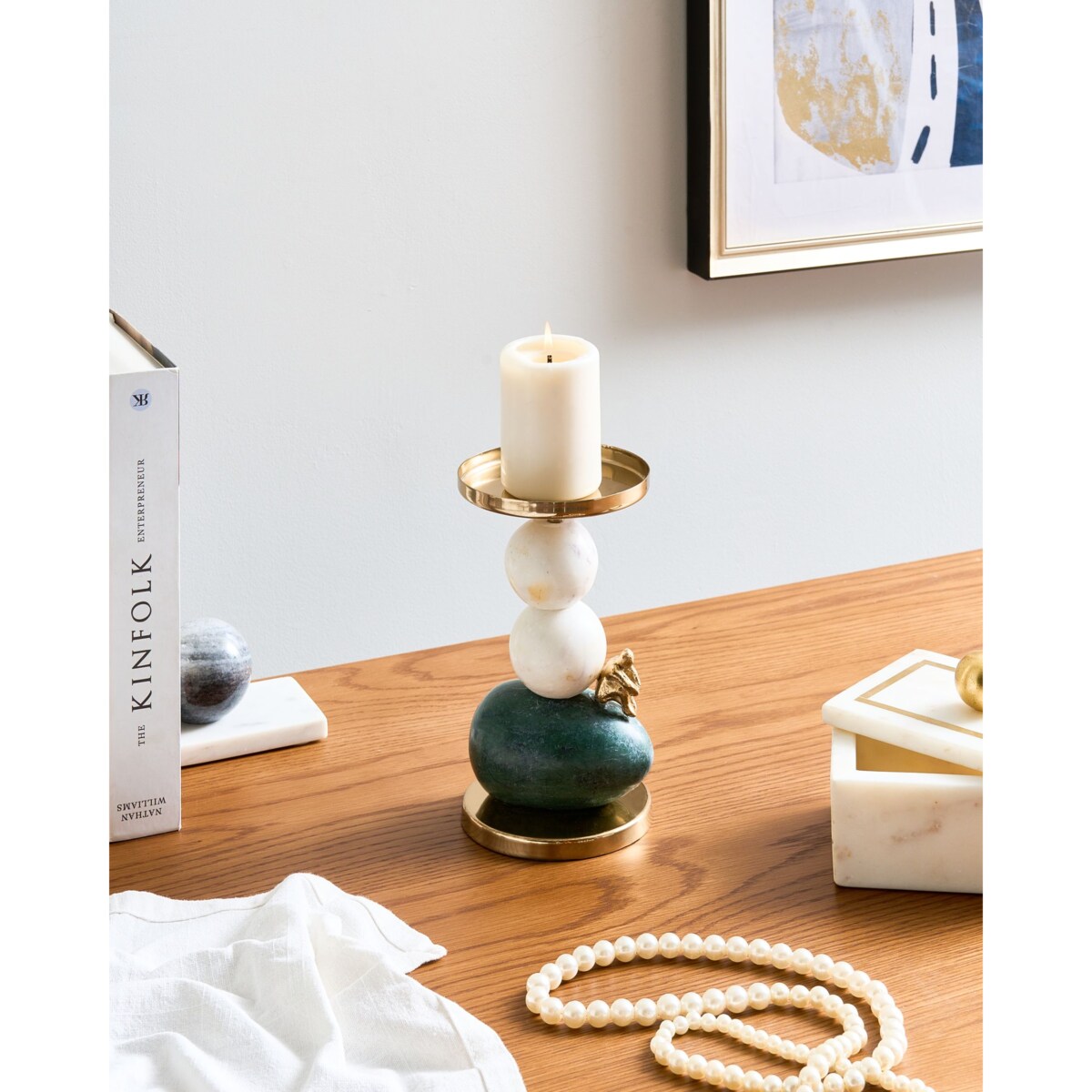 Świecznik KRIVODOL Marmur 20 cm Kolorowy