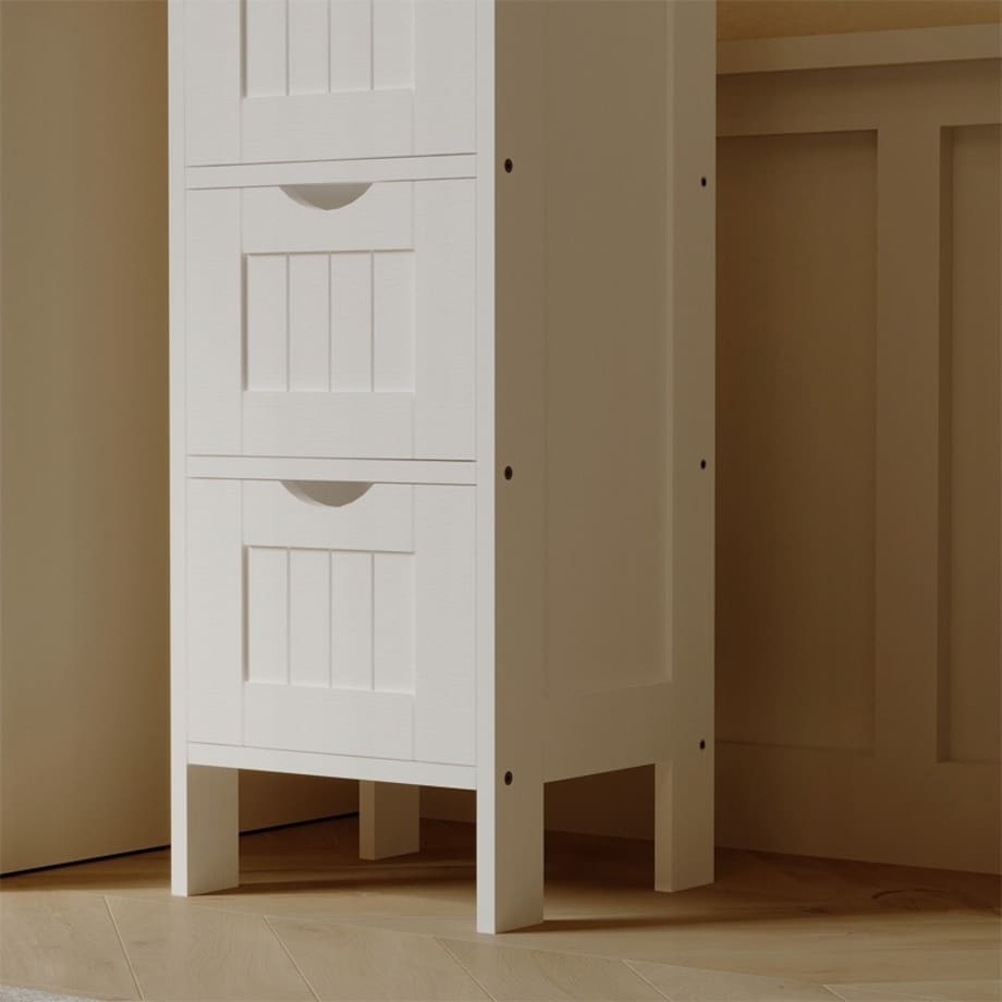 Regał łazienkowy wąska komoda z szufladami biała łazienki na ręczniki loft