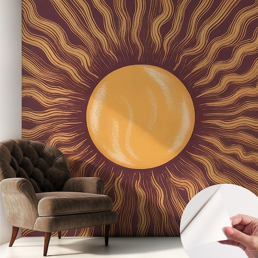 Fototapeta samoprzylepna 250x250 cm - Słoneczne promienie, tapeta ścienna brązowa