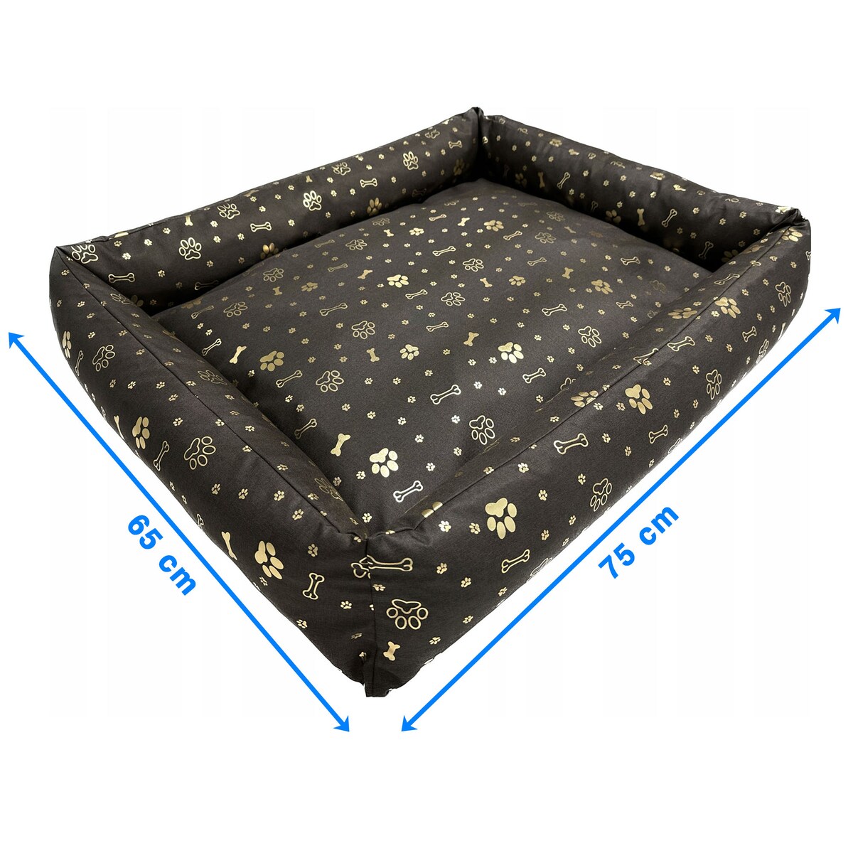 Legowisko Dla Psa Kanapa Posłanie 75X65 Cm Wodoodporne Poduszki Pikowane Kość Złota