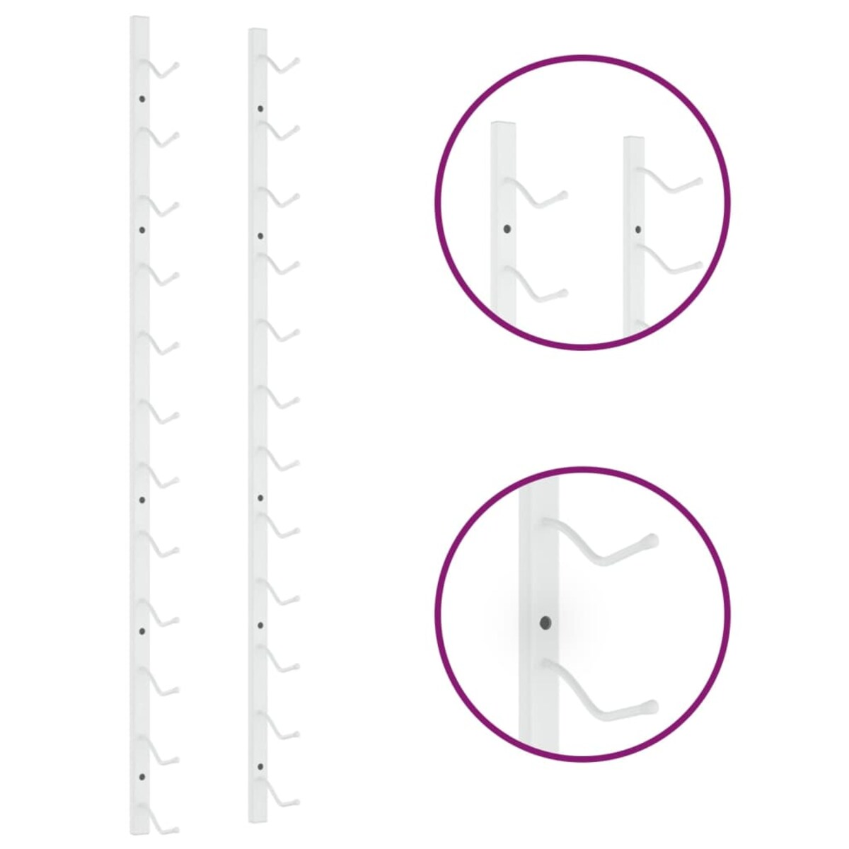 vidaXL Ścienny uchwyt na 12 butelek wina, biały, żelazny