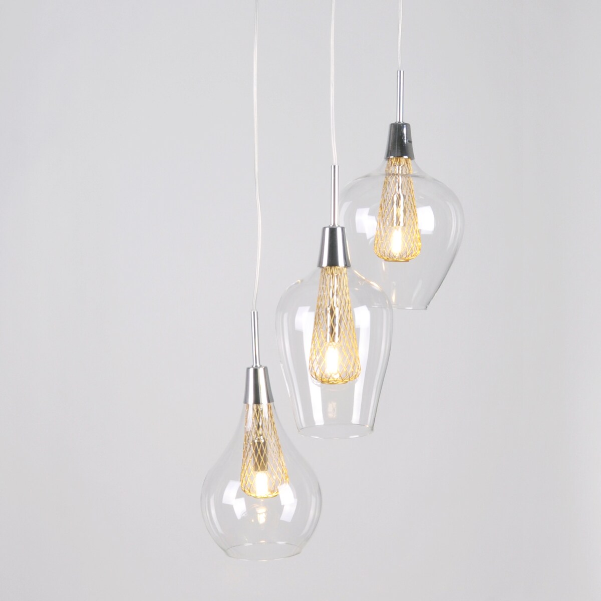 Lampa wisząca kaskada Dyson 3861 Polux potrójna szklana chrom