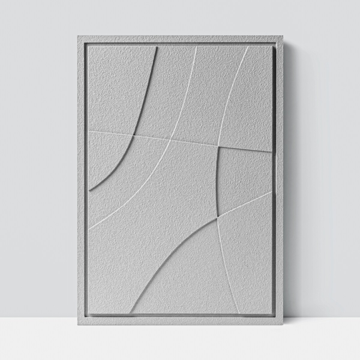 Obraz 3D 35x50cm Abstract II – Dekoracja Ścienna z Tynku Naturalnego, Milky Grey Minimalistyczny Relief