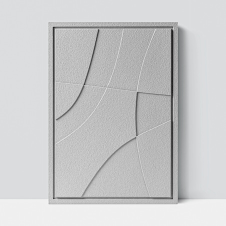Obraz 3D 35x50cm Abstract II – Dekoracja Ścienna z Tynku Naturalnego, Milky Grey Minimalistyczny Relief
