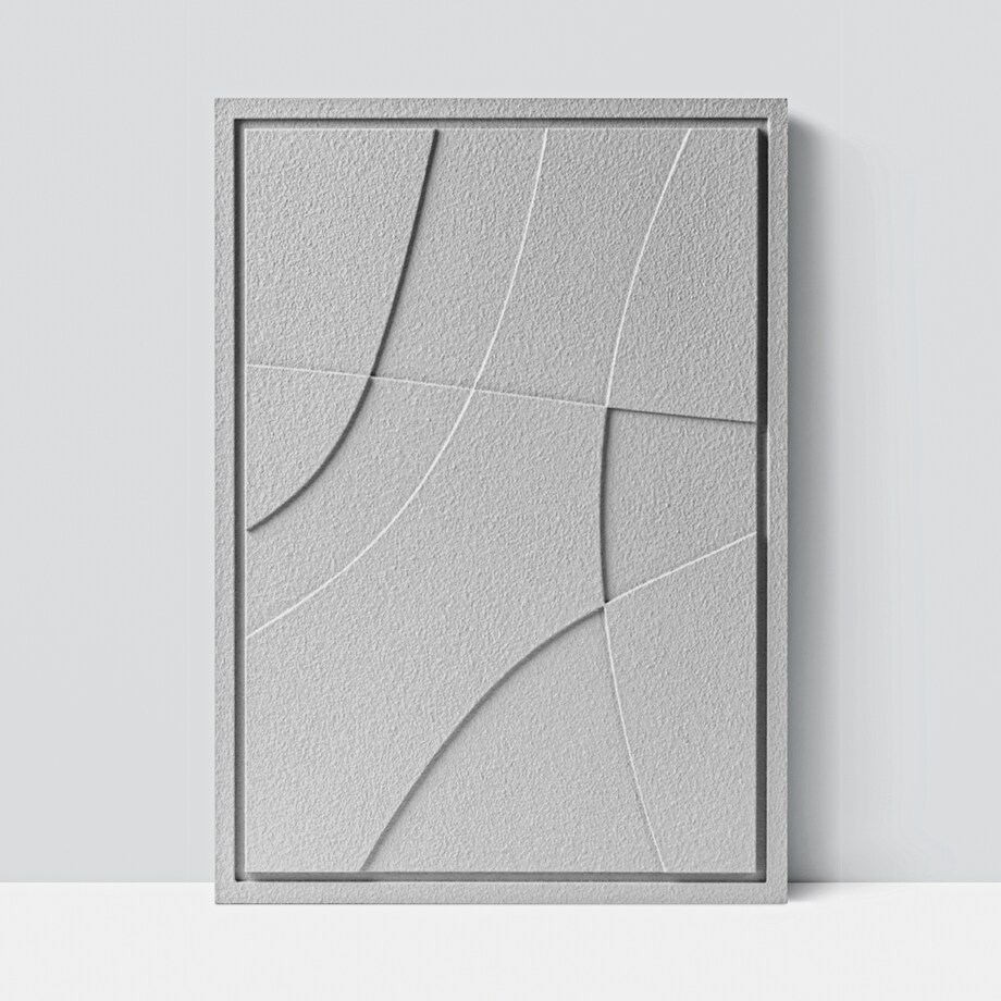 Obraz 3D 35x50cm Abstract II – Dekoracja Ścienna z Tynku Naturalnego, Milky Grey Minimalistyczny Relief
