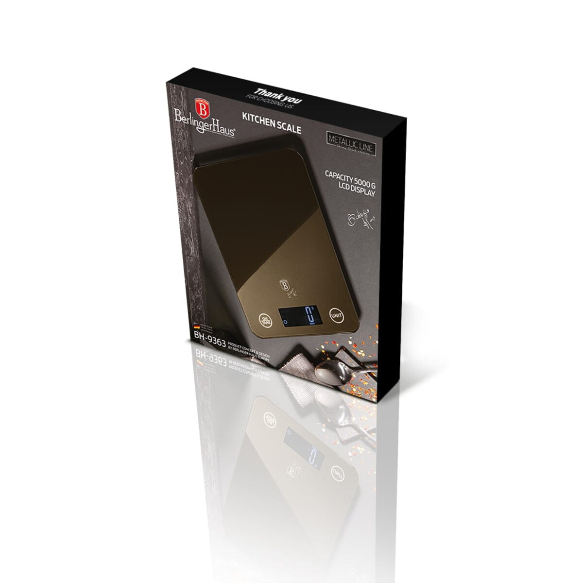 Waga kuchenna ultra-slim BERLINGER HAUS Shiny Black