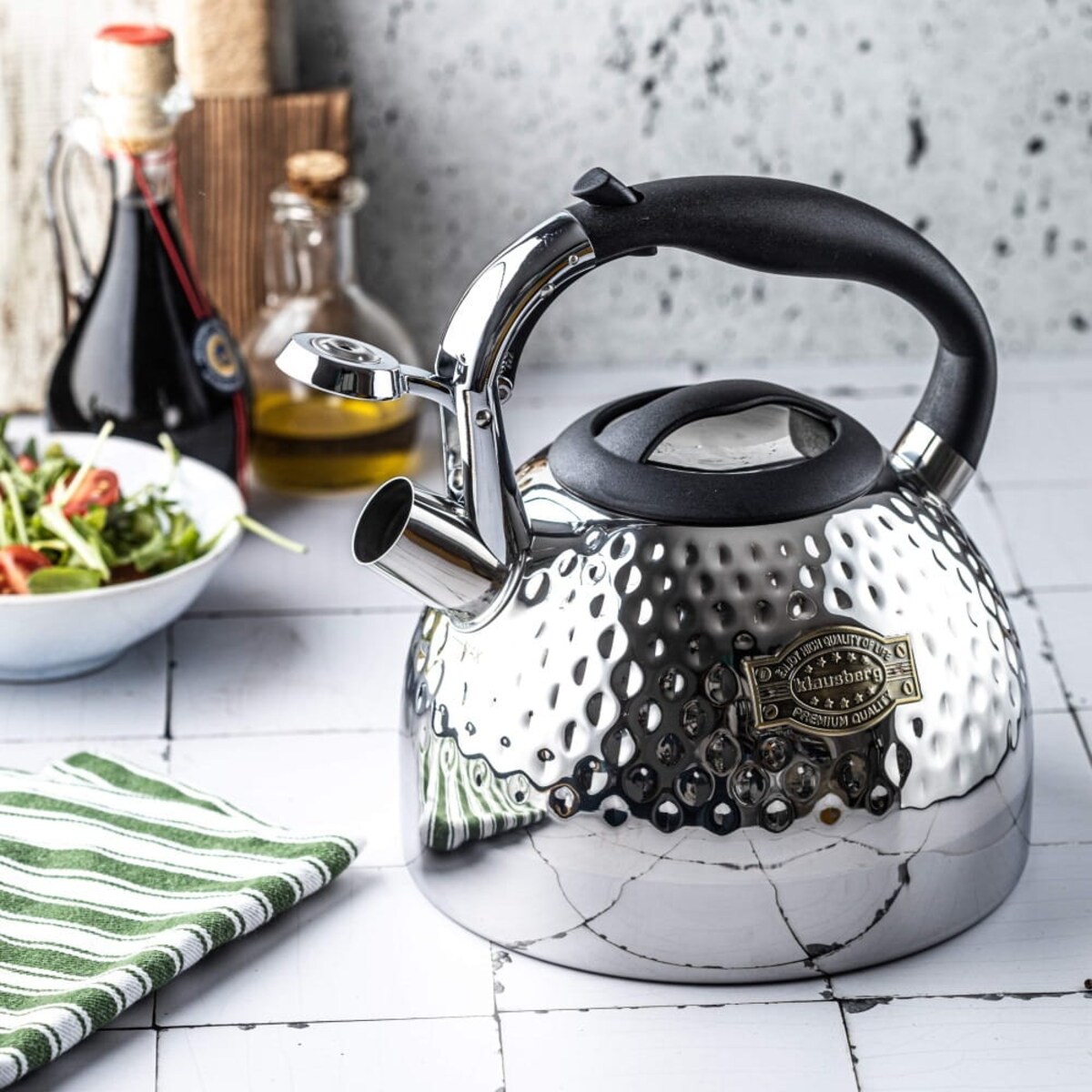 Czajnik stalowy z gwizdkiem 3.0L z grubym dnem srebrny KLAUSBERG