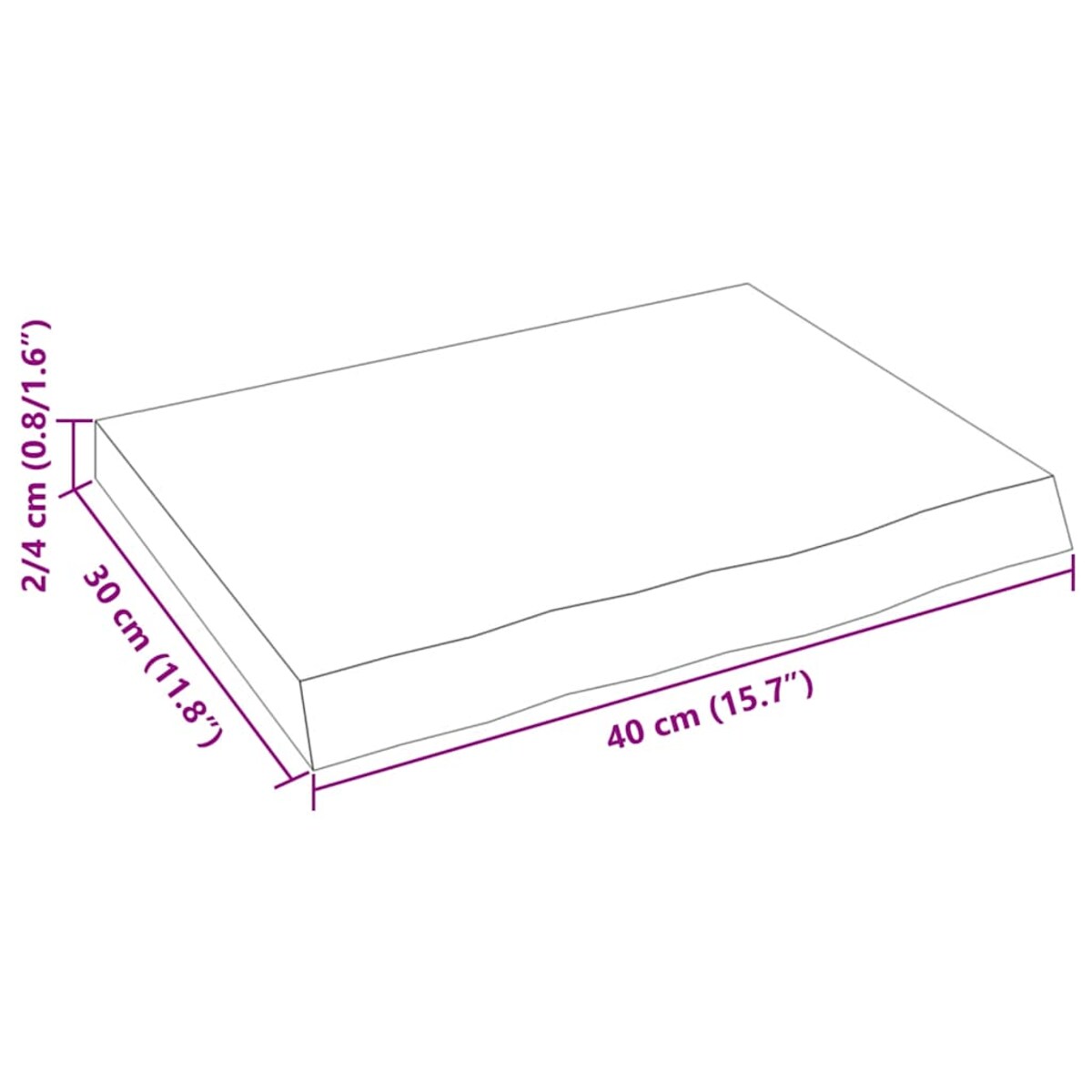 vidaXL Półka, 40x30x(2-4) cm, surowe lite drewno dębowe