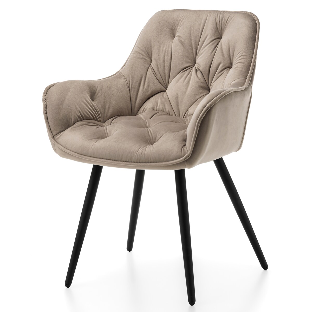 Krzesło tapicerowane pikowane do salonu jadalni welurowe SIENA ciemnobeżowe