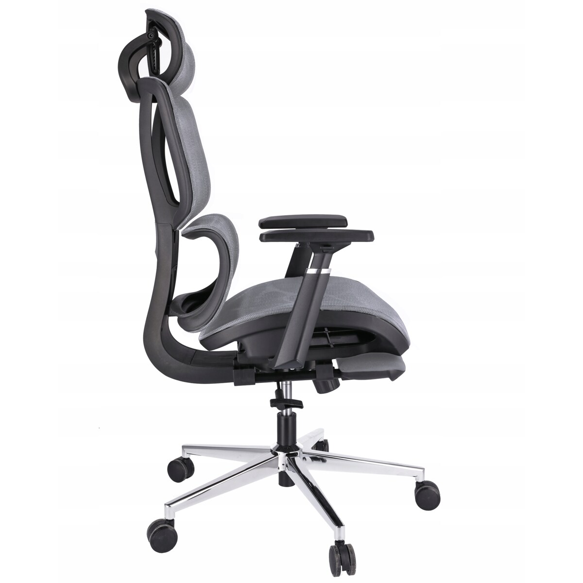 Fotel biurowy ergonomiczny NEOVA szary z podnóżkiem