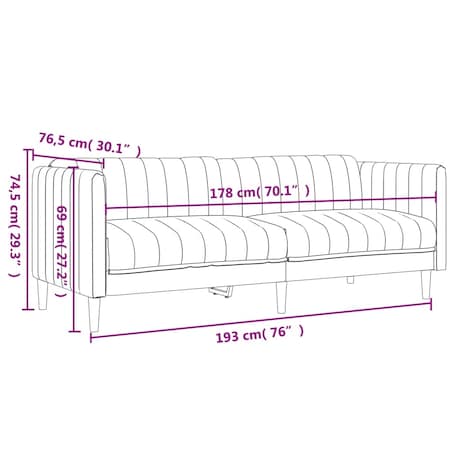 vidaXL Sofa trzyosobowa, jasnoszara, tkanina