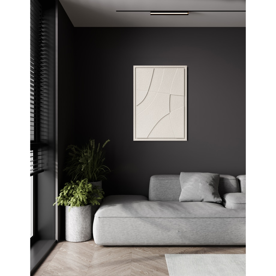 Obraz 3D 35x50cm Abstract II – Dekoracja Ścienna z Tynku Naturalnego, Natural Cream Minimalistyczny Relief