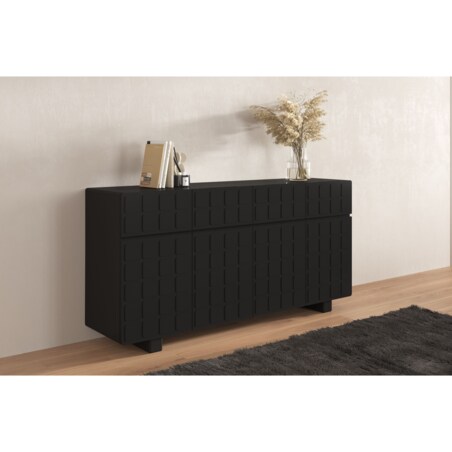Nowoczesna komoda z frontami 3D Skandica CUBO LONG / kolor czarny / szer. 169 cm