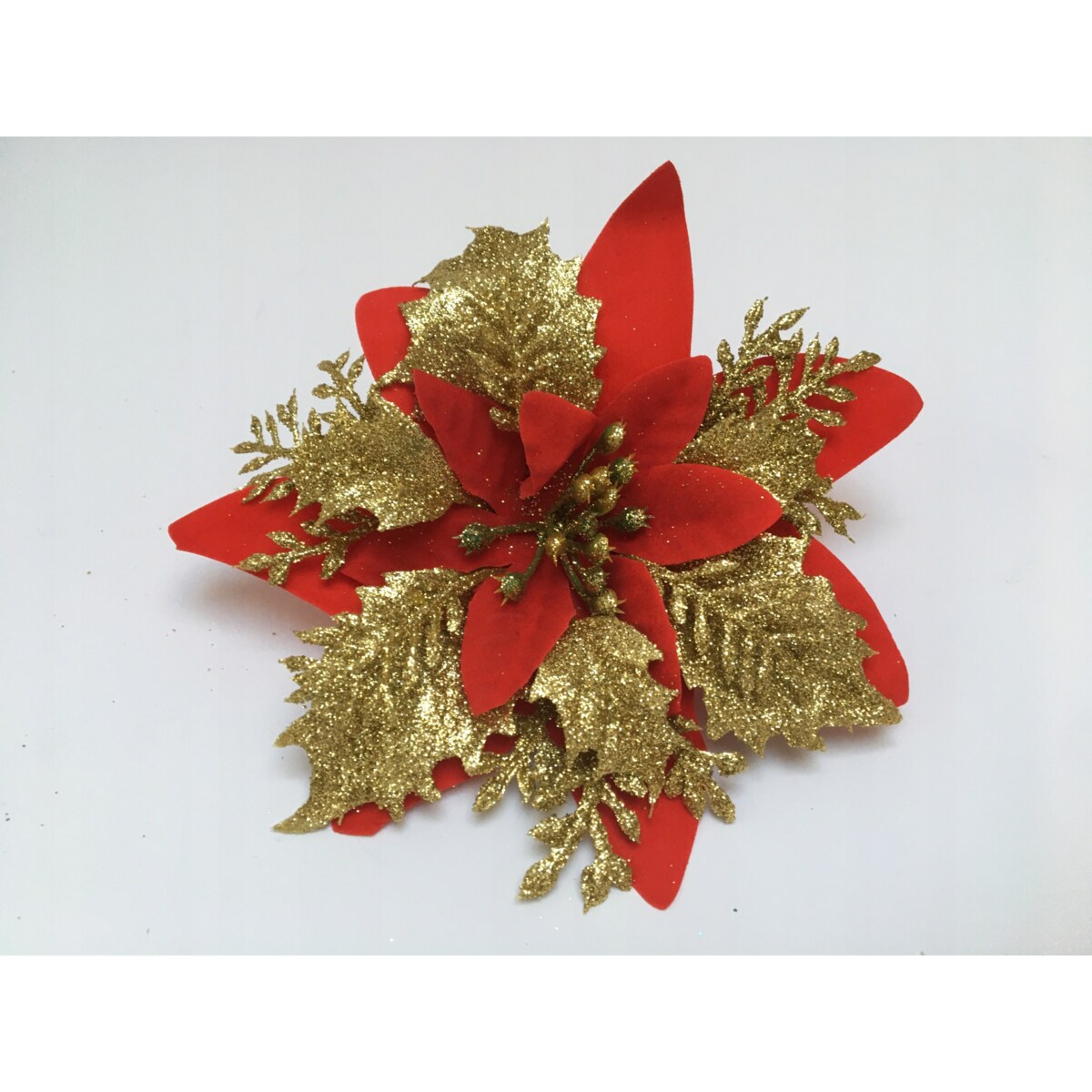 KWIAT GWIAZDA BETLEJEMSKA czerwona na stroik bukiet święta brokatowa 6szt