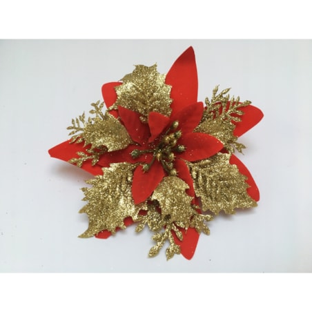 KWIAT GWIAZDA BETLEJEMSKA czerwona na stroik bukiet święta brokatowa 6szt