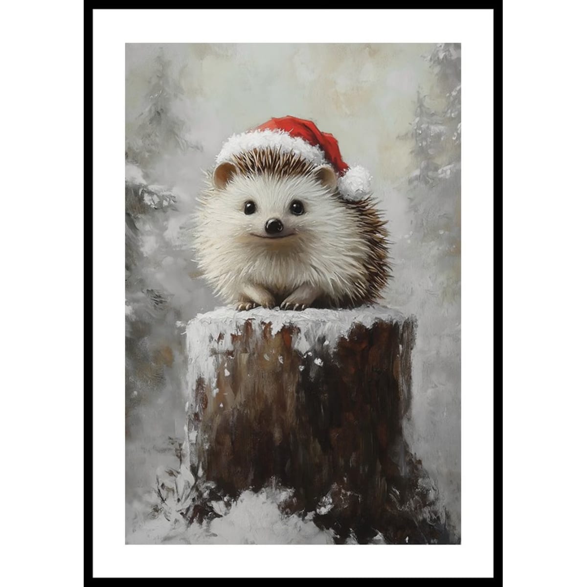 Poster Story, Plakat, Obraz - Jeżyk w Czapce Mikołaja, wymiary 70 x 100 cm