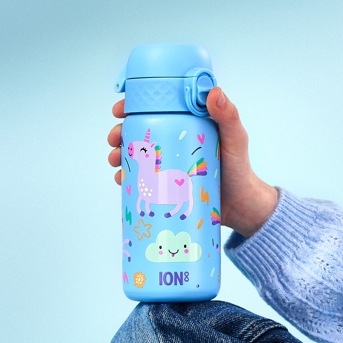 Butelka ION8 Single Wall I8SS400PBUNI (MR) Unicorns (Alaskan Blue)