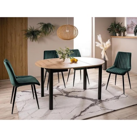 Stół rozkładany DANTE 102(142)x102 dąb artisan/czarny mat