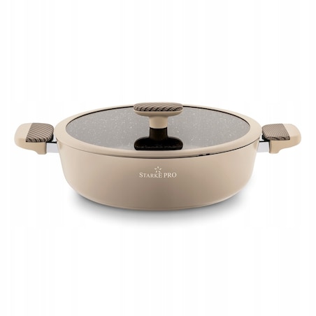 Patelnia głęboka garnek aluminium 28 cm z uchwytami pokrywka indukcja