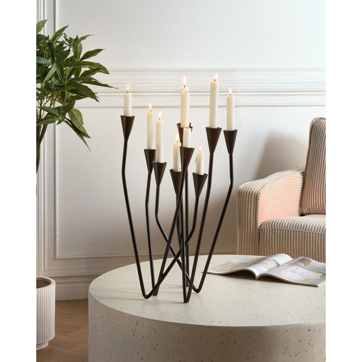 Świecznik MATOSINHOS Metal 54 cm Czarny