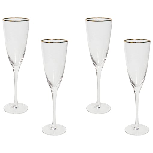 Zestaw 4 kieliszków do szampana flet TOPAZ 250 ml Przezroczysty