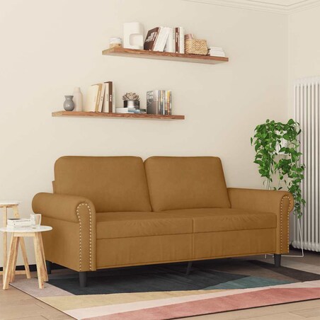 vidaXL Sofa 2-osobowa, brązowa, 140 cm, tapicerowana aksamitem