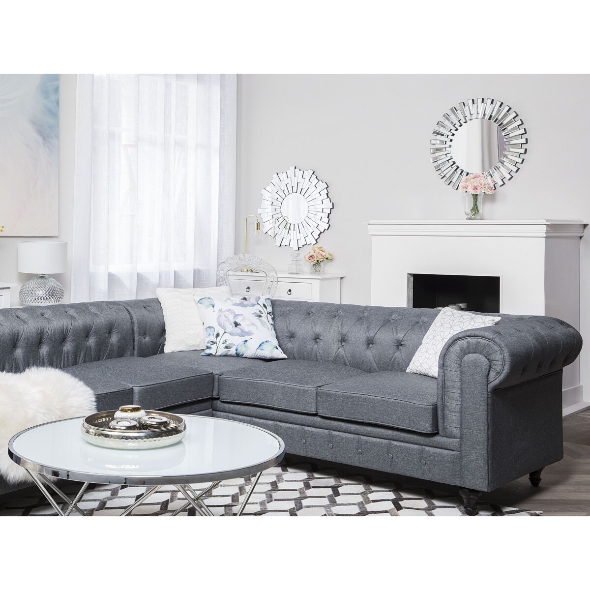 Narożnik lewostronny szary CHESTERFIELD