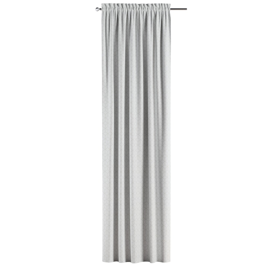 Zasłona na kanale z grzywką 1 szt. 130x245 wzór sześcianów na białym tle