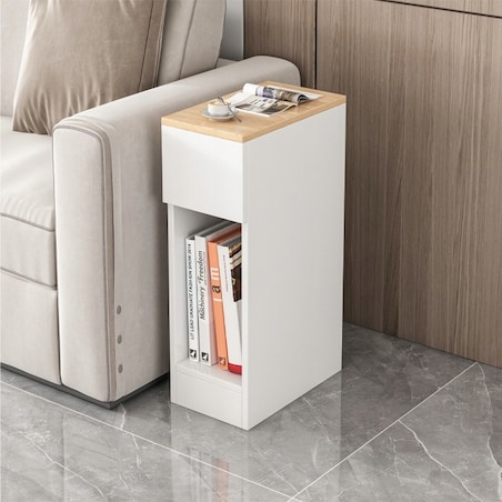 Szafka nocna wąska z szufladą stolik z półką nowoczesny loft sypialni 60 cm