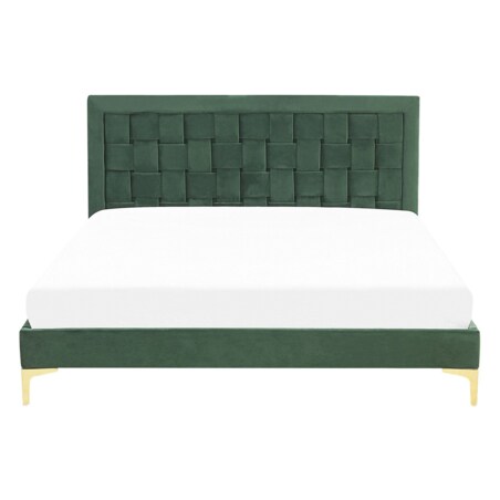 Łóżko welurowe 140 x 200 cm zielone LIMOUX
