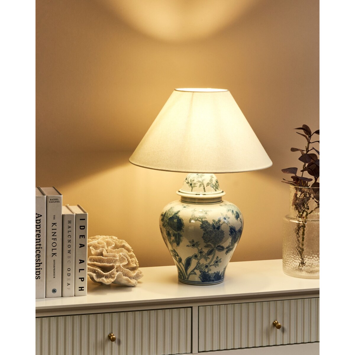 Lampa stołowa SORRAIA Porcelana Biały/ niebieski