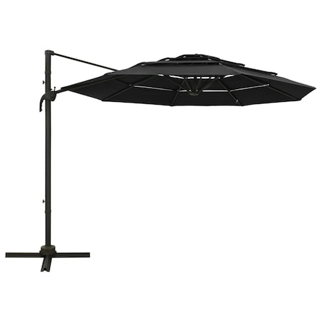 vidaXL 4-poziomowy parasol na aluminiowym słupku, czarny, 3x3 m