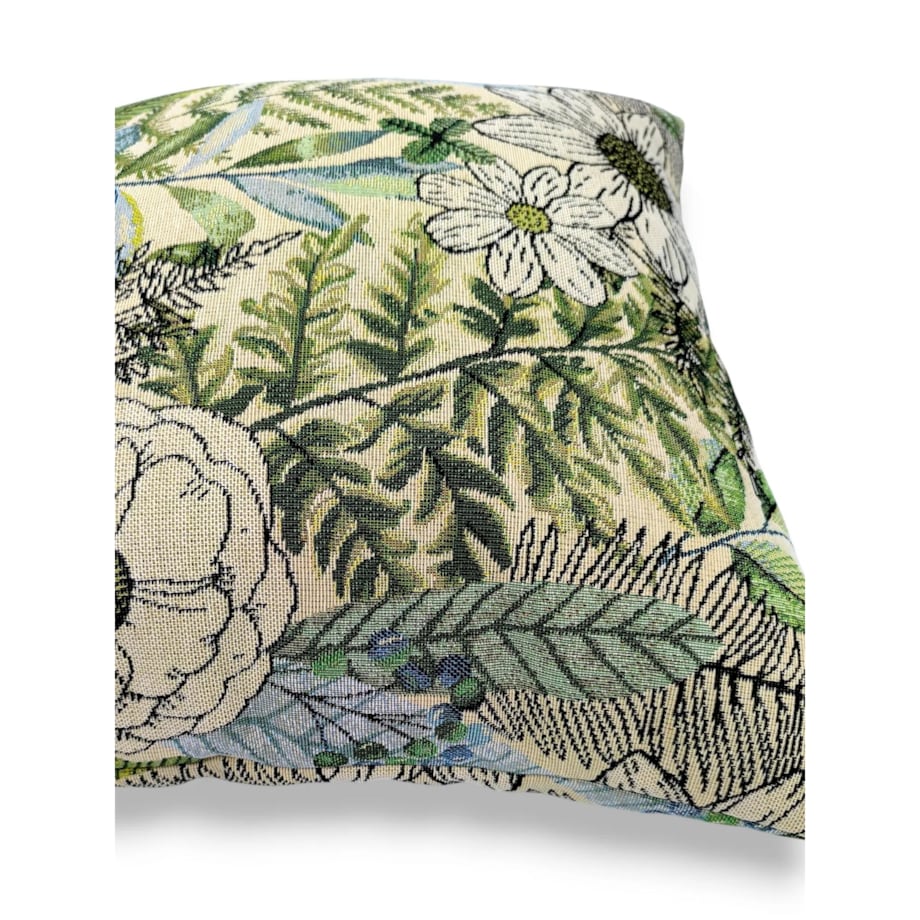 Żakardowa poduszka dekoracyjna Paprocie i Kwiaty 45x45 cm