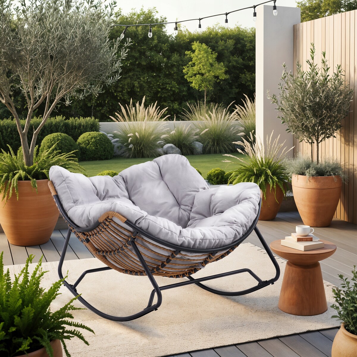 Fotel Leżak Ogrodowy Bujany Bujak Leżanka Do Salonu Na Taras ELTON Szary