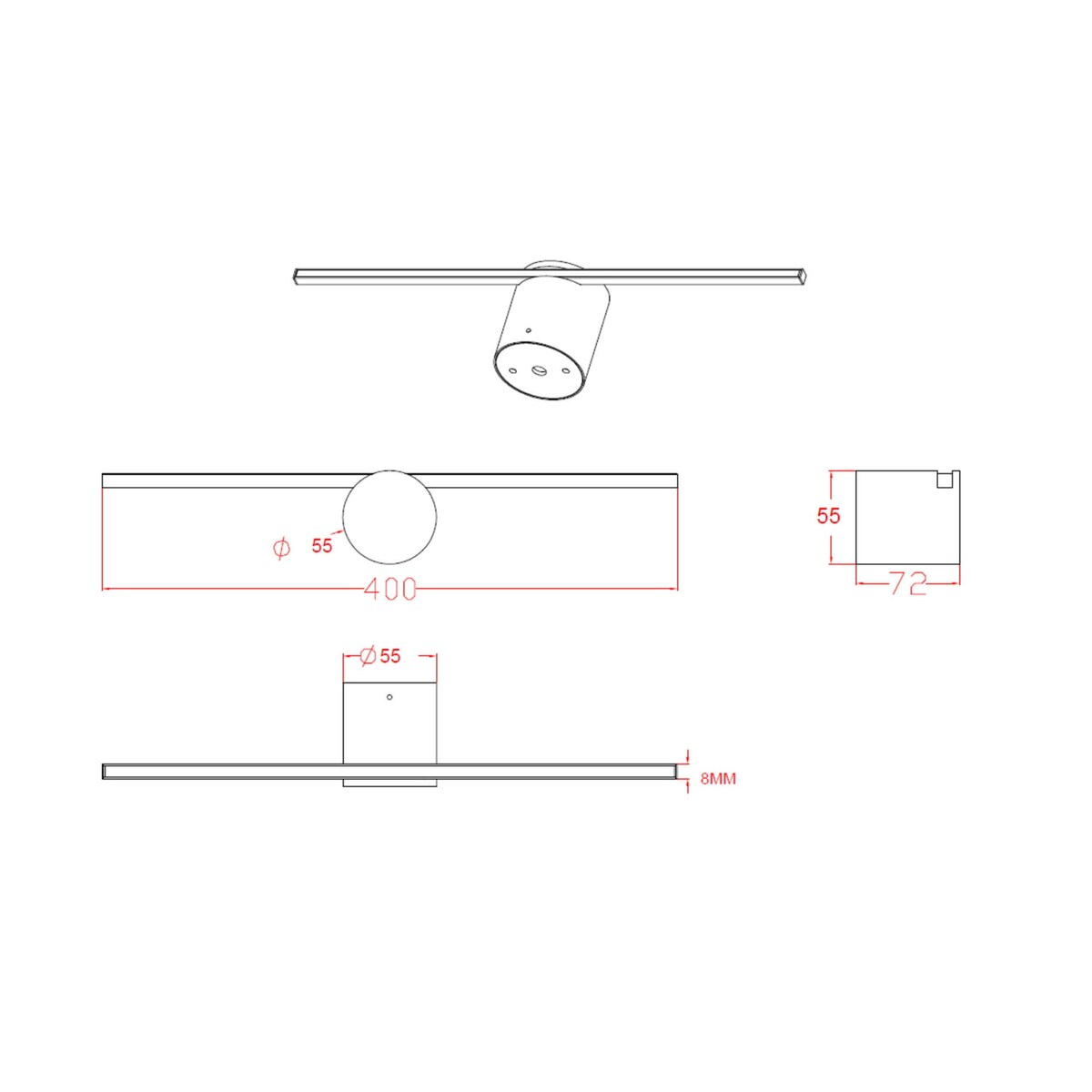Złota lampa ścienna Modern Slim LP-777/1W M GD LED 6W  kinkiet podłużny łazienkowy