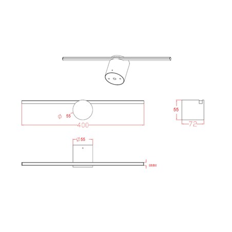 Złota lampa ścienna Modern Slim LP-777/1W M GD LED 6W kinkiet podłużny łazienkowy