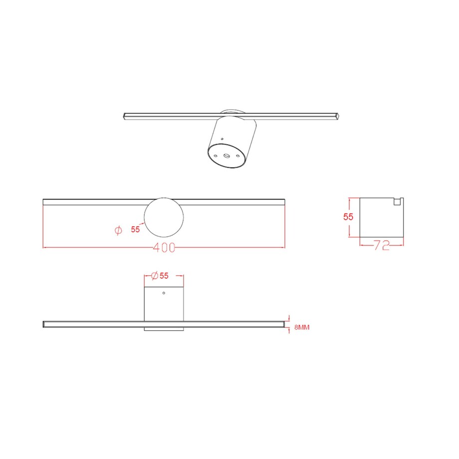 Złota lampa ścienna Modern Slim LP-777/1W M GD LED 6W kinkiet podłużny łazienkowy