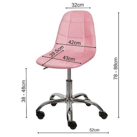 KRZESŁO BIUROWE FOTEL OBROTOWY REGULOWANY WELUROWY PIKOWANY DO BIURKA RÓŻOWE