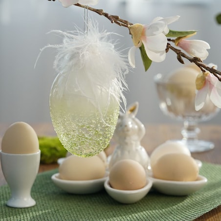 VILLA ITALIA Bombka szklana jajko z piórami 12 cm