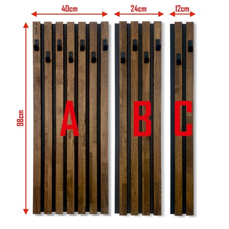 Drewniany wieszak na ubrania Lamele 98cm moduł 40cm brązowy