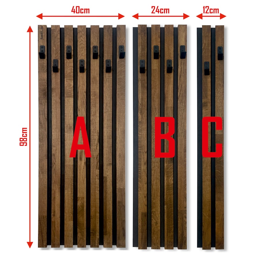 Drewniany wieszak na ubrania Lamele 98cm moduł 40cm brązowy