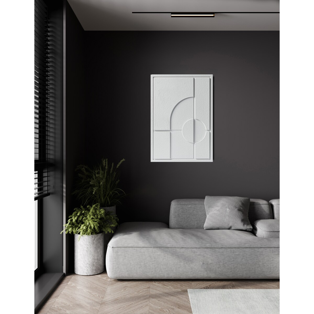 Obraz 3D 35x50cm Geometric I – Dekoracja Ścienna z Tynku Naturalnego, Bianco Minimalistyczny Relief